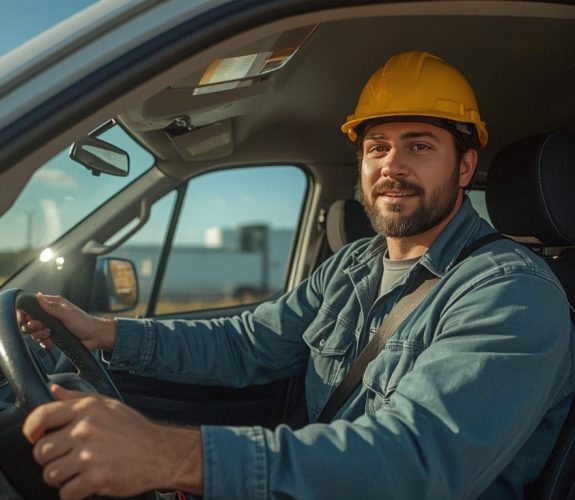 Lucid_Realism_A_hyperrealistic_169_Electrician_driving_a_servi_2